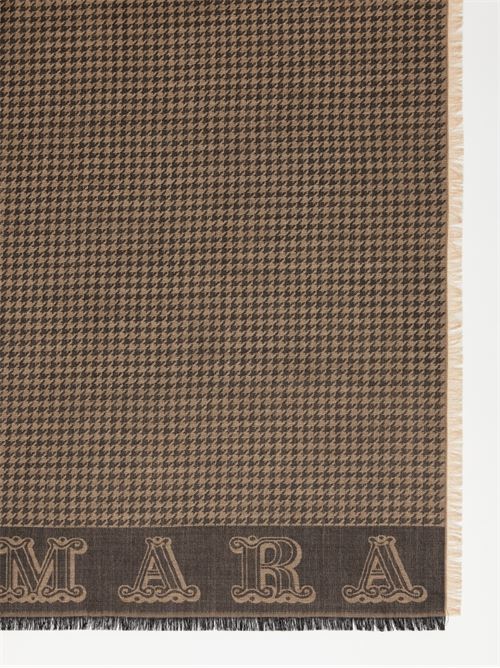 stola donna pied de poule seta logo seta/lana cammello MAX MARA | 14541031205004